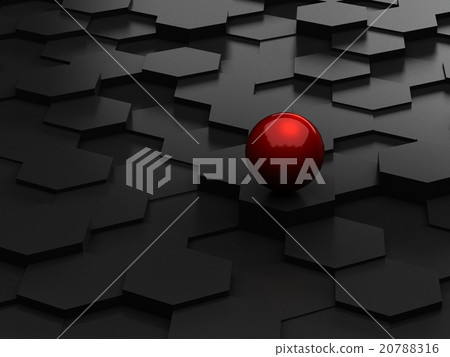 Abstract background of 3d hexagons and red sphere Abstract background of 3d hexagons and red sphere 20788316