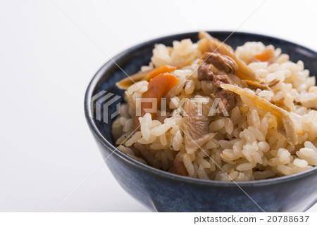 煮熟的雞肉牛蒡飯 煮熟的雞肉牛蒡飯 20788637