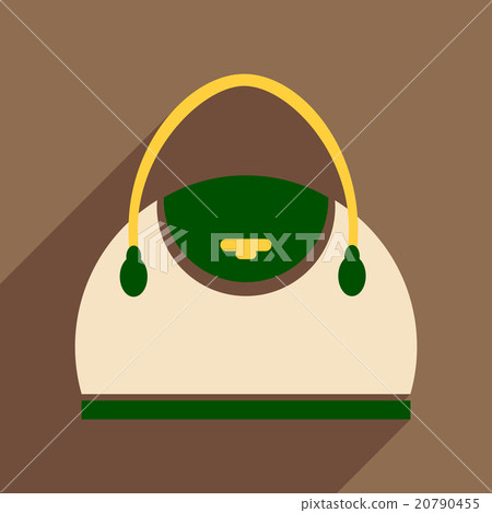 Flat icon with long shadow leather handbag Flat icon with long shadow leather handbag 20790455