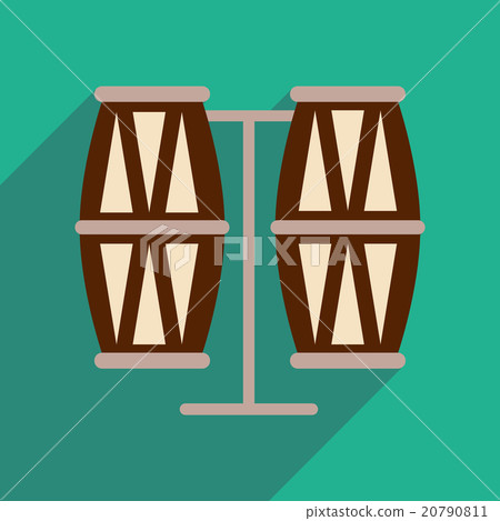 Flat web icon with long shadow carnival drums 20790811