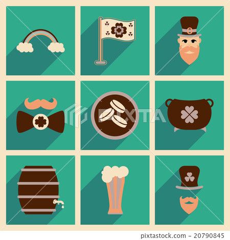Concept of flat icons with long shadow St. Patrick 20790845
