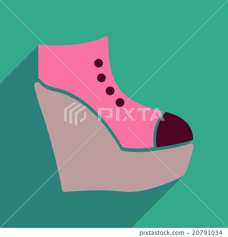 Flat icon with long shadow platform shoes 20791034