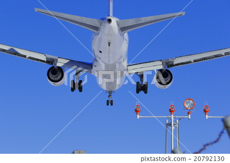 Rear of airplane just before landing on the runway Rear of airplane just before landing on the runway 20792130