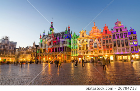 Grand Place with colorful lighting in Brussels. 20794718