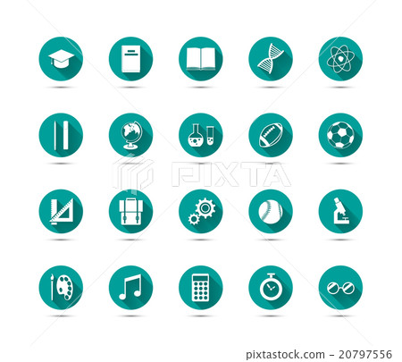 Education flat icons with long shadow on green 20797556