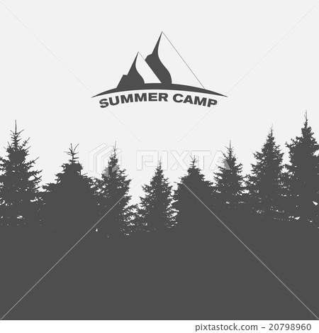 Summer Camp. Image of Nature. Tree Silhouette Summer Camp. Image of Nature. Tree Silhouette 20798960