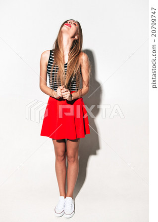 hipster girl happily laughs loudly hipster girl happily laughs loudly 20799747