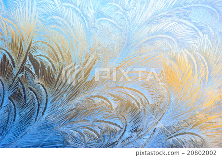 Window glass covered with ice pattern 20802002