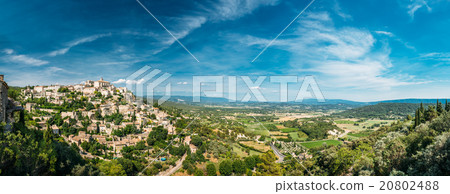 Scenic view of ancient hilltop village of Gordes Scenic view of ancient hilltop village of Gordes 20802488