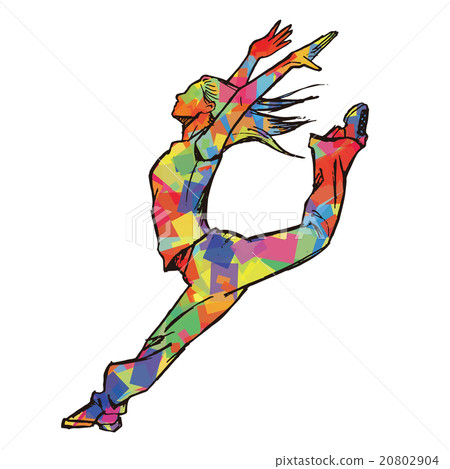 女性舞者的粗略風格（多彩） 20802904
