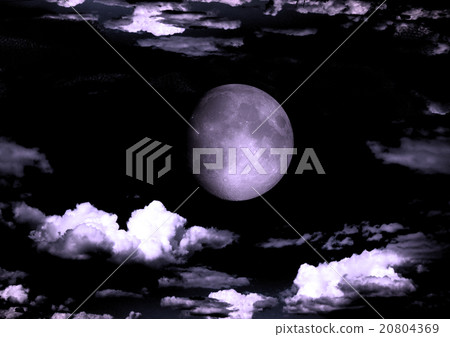 The moon in the night sky in clouds - Stock Illustration [20804369] - PIXTA
