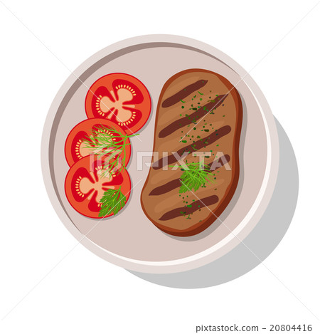 Grilled meat steak with tomatoes. Vector Grilled meat steak with tomatoes. Vector 20804416