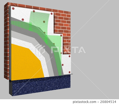 Polystyrene wall insulation 3d scheme Polystyrene wall insulation 3d scheme 20804514