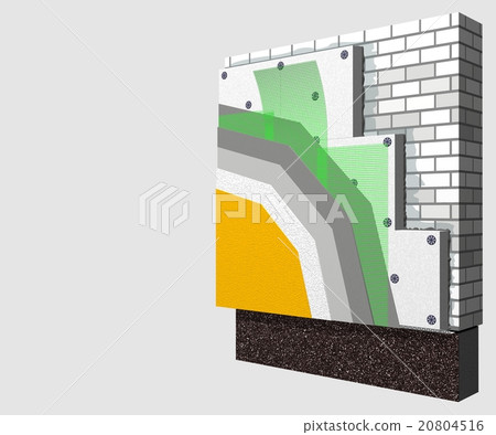 Polystyrene wall insulation 3d scheme Polystyrene wall insulation 3d scheme 20804516