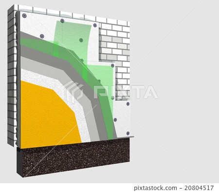 Polystyrene wall insulation 3d scheme Polystyrene wall insulation 3d scheme 20804517