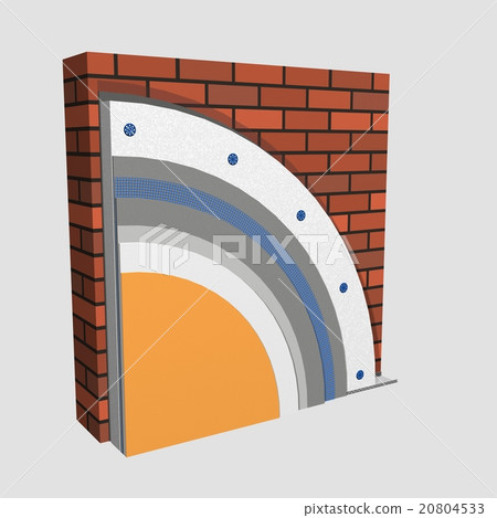 Polystyrene wall insulation 3d scheme 20804533