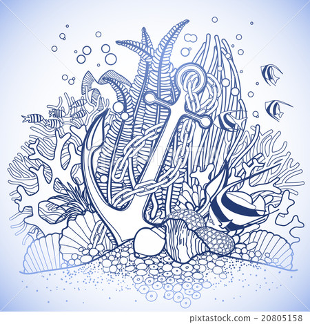 Anchor and coral reef Anchor and coral reef 20805158