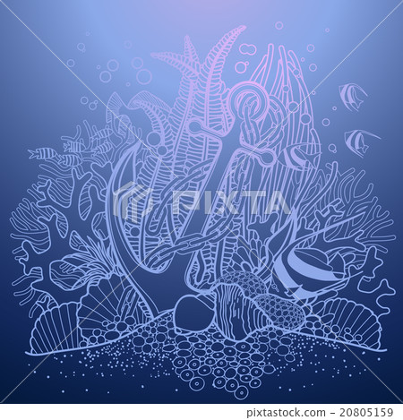 Anchor and coral reef Anchor and coral reef 20805159