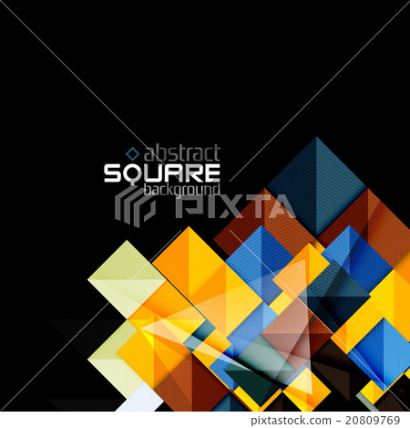 Glossy color squares on black. Geometric abstract Glossy color squares on black. Geometric abstract 20809769