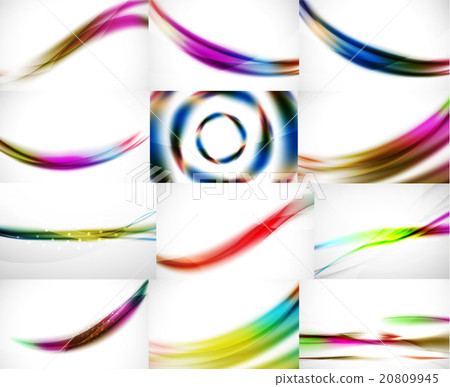Abstract background set, blurred wave templates Abstract background set, blurred wave templates 20809945