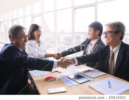 team of man and woman  business people successful shaking hand a 20814501