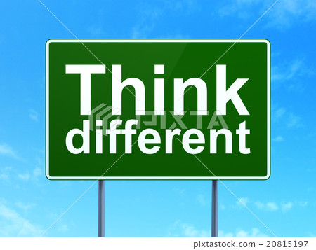 插圖素材: studying concept: think different on road sign