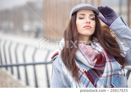 woman outdoor walking in street. Female fashion  20817835