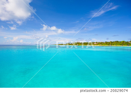 Idyllic tropical beach with white sand and perfect 20829074