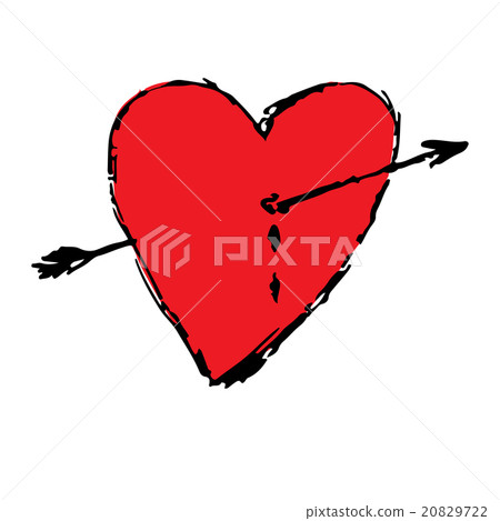 Red love Heart arrow doodle hand drawing vector Red love Heart arrow doodle hand drawing vector 20829722
