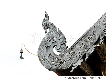Wood carving of Thai Naga Lanna Gable apex 20830978