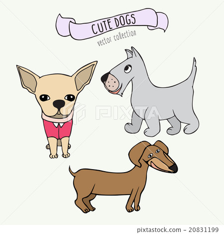 Collection of hand drawn cute dogs. - Stock Illustration [20831199] - PIXTA