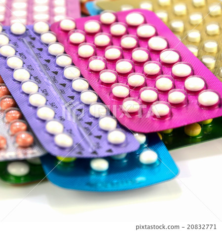 Colorful strips of oral contraceptive pill. Colorful strips of oral contraceptive pill. 20832771