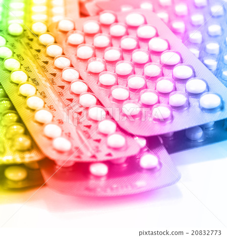 Colorful strips of oral contraceptive pill. Colorful strips of oral contraceptive pill. 20832773