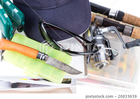 fishing tackles and baits with cat on books fishing tackles and baits with cat on books 20833639