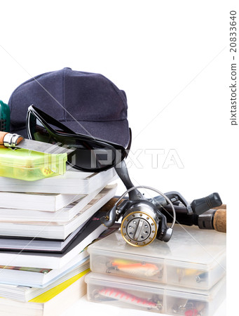 fishing tackles and baits with cat on books fishing tackles and baits with cat on books 20833640