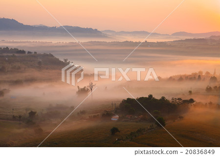 Misty morning sunrise in Khao Takhian Ngo Misty morning sunrise in Khao Takhian Ngo 20836849