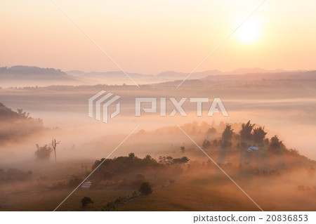 Misty morning sunrise in Khao Takhian Ngo  20836853