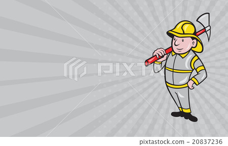 Business card Fireman Firefighter Emergency Worker - Stock Illustration
