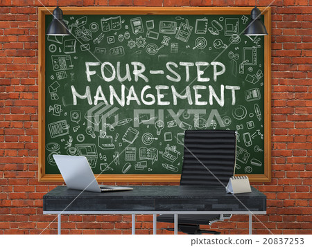 Four-Step Management on Chalkboard in the Office. 20837253