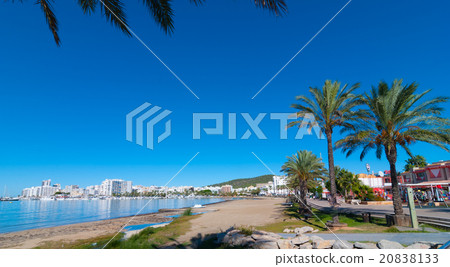 Sunny beach in St Antoni de Portmany, Ibiza, Spain Sunny beach in St Antoni de Portmany, Ibiza, Spain 20838133