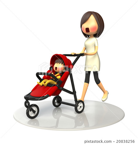 Mother walking with the stroller baby 20838256