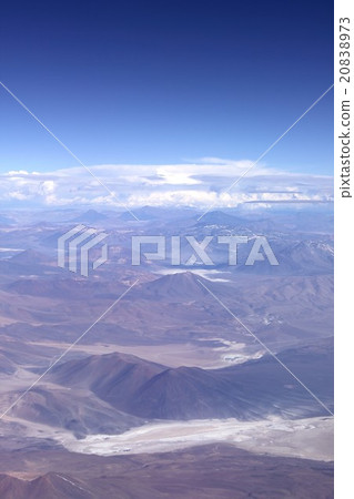 South America South of Chile, white sparkling salt lakes interspersed with the highland desert of Andes 20838973