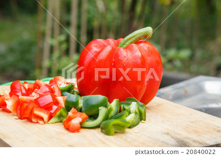 sweet peppers on wooden background sweet peppers on wooden background 20840022