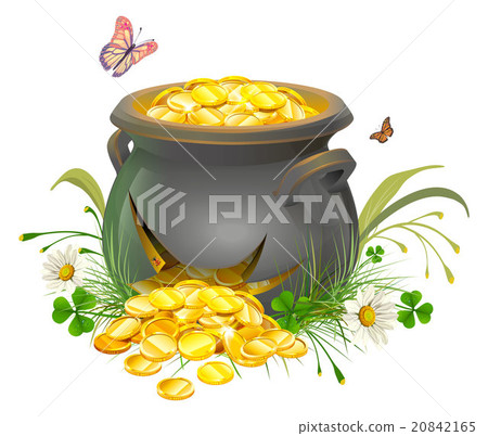 Pot with gold split. Cracked pot of treasure Pot with gold split. Cracked pot of treasure 20842165