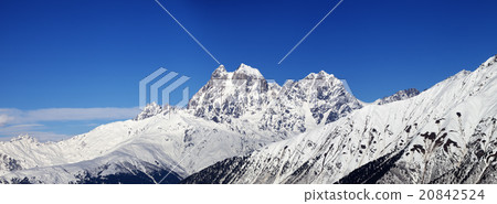 Panoramic view on Mount Ushba in winter Panoramic view on Mount Ushba in winter 20842524
