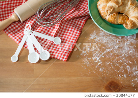 Croissant baked on wood background Croissant baked on wood background 20844177
