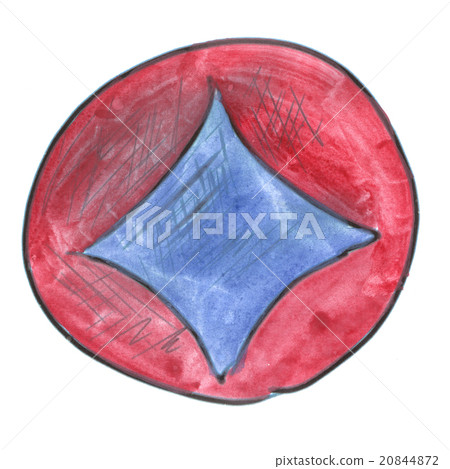 red circle blue diamond cartoon watercolor 20844872