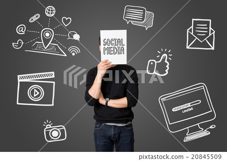 Young businessman present social media Young businessman present social media 20845509