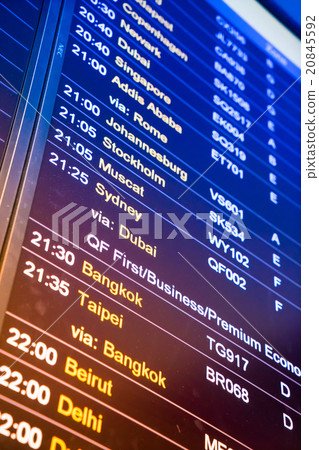 Flight arrival and departure sign board in airport 20845592