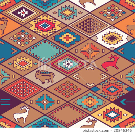 Seamless colorful navajo pattern with rhombus Seamless colorful navajo pattern with rhombus 20846346